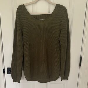 Jack by BB Dakota Green Crew Neck Sweater with Ribbed Texture